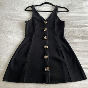 ASOS Black Button Ribbed Dress